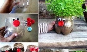 дизайн цветочного горшка из бутылки